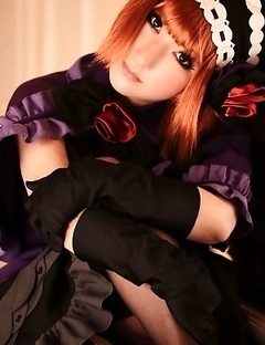 Saku looks just like a doll in her mauve old times dress