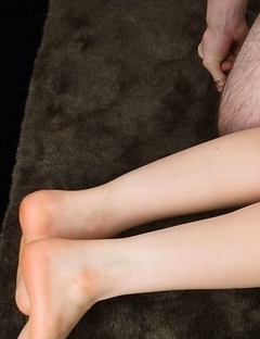 Hairy pussy teen Sana Iori lets this dude fuck her thighs and feet in a hot gallery