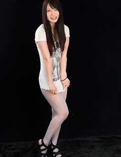 Dark-haired JAV goddess Sana Iori flaunting her pantyhose-clad legs in HQ