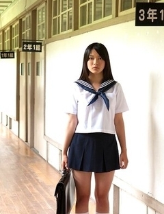 Tomoe Yamanaka babe in uniform is happy in her way to school classes