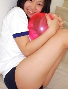 Miho Takai in sports outfit is sexy while playing with ball