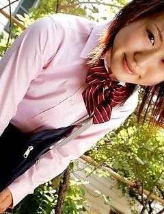 Naoko Sawano in sexy school uniform is playful after class