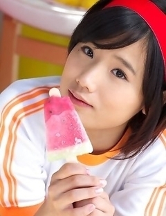 Japan teen Yuzuki Hashimoto does gym exercises and enjoys ice cream