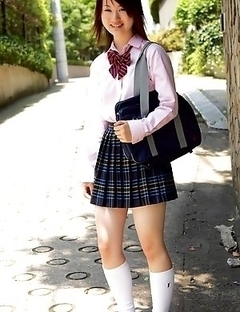 Naoko Sawano in sexy school uniform is playful after class