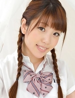 Mizuho Shiraishi with pigtails and uniform sits with ass up