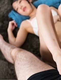 Rio Kamimoto uses her perfect feet to get this dude to cum all over her