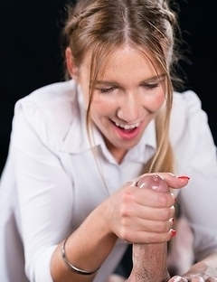 Alexis Crystal Massages Dick with Cum