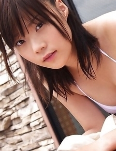 Airi Sakuragi unbottoms shirt and shows chest in white bra