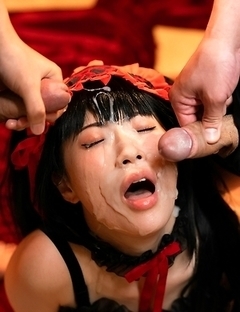 Japanese Haruka Suzuno suck four cock and facial