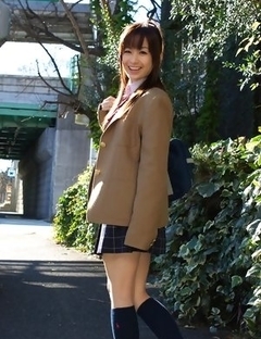 Hikari Yamaguchi in uniform and coat wants to share choco