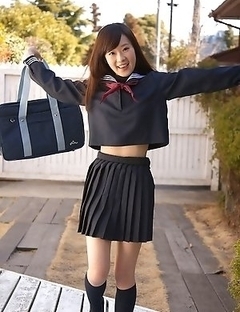 Teen Kana Yuuki is schoolgirl with nice face and slender figure