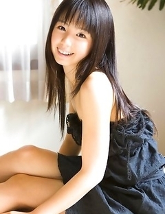 Rina Koike with sexy legs under black dress is romantic