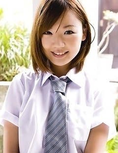 Sexy Japanese Asami Tani  takes uniform off piece by piece and smiles