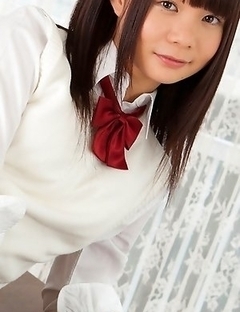 Mana doll in school uniform is naughty and happy after hour