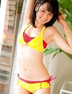 Rina Koike Asian is so erotic and innocent posing in red lingerie