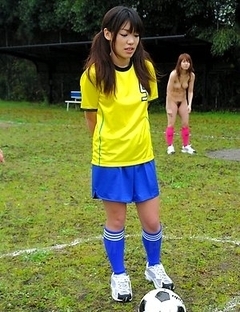 Horny babes playing sexy soccer