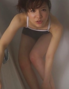 Cocoro Amachi spoils hot body with shower over spandex suit