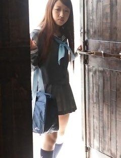 Cocoro Hirahara can´t keep school uniform on her for long