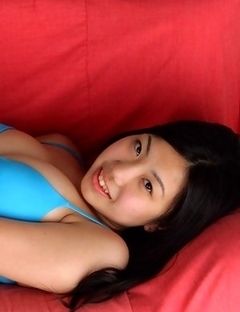Miho Takai is proud owner of big boobs she has in blue bra