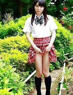 Sayaka Otonashi shows ass and beaver under school uniform