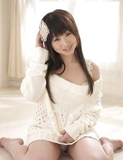 Miku Tamaru shows big tits and hairy pussy after undressing sweater.