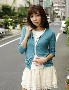 Juri Kitahara in blue sweater and lace skirt