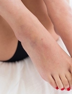 Short-haired beauty Chie Kobayashi gets this dude to cum all over her sexy soles