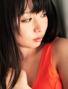 Megumi Suzumoto with big boobs in orange bath suit loves sports