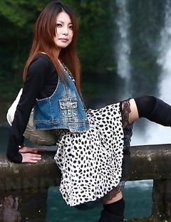 Sexy Sakurako showing off outdoors