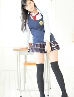 Saemi Shinohara is sexy schoolgirl in uniform and socks