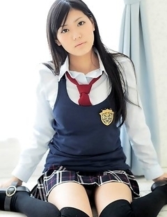 Saemi Shinohara is sexy schoolgirl in uniform and socks