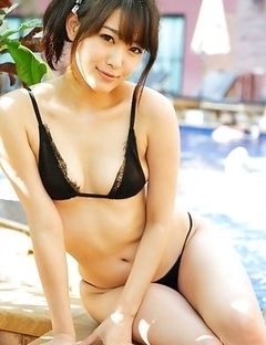 Shou Nishino is playful at the pool and exposes sexy legs