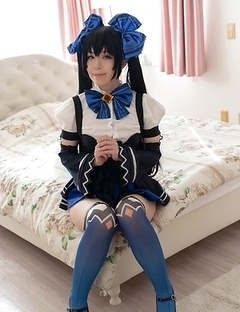 Сute Japanese girl Mari Hirose in a schoolgirl costume poses on the street and at home, exposing her shaved pussy and ass